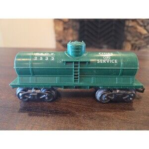 Vintage Marx Cities Service CSOX 2532 GREEN Tanker Train Car O-Gauge Plastic USA